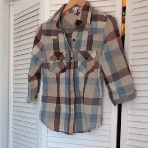 Body Central Brown and Cream Cotton Shirt